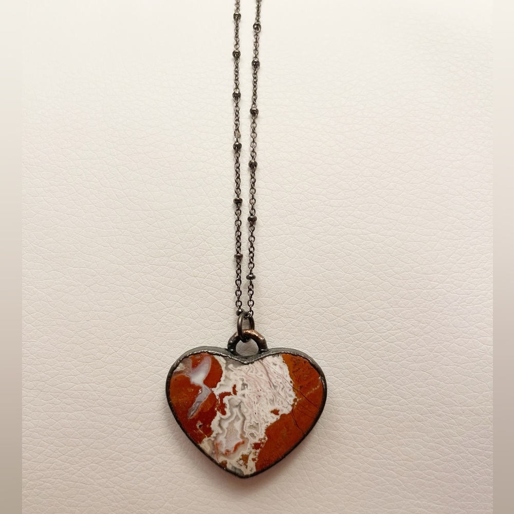 Red Jasper Heart Pendant Necklace
